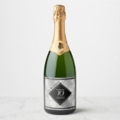 Elegant 10th Tin Wedding Jubileum Celebration Sparkling Wijnetiket (Voorkant)