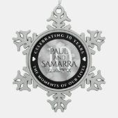 Elegant 10th Tin Wedding Jubileum Celebration Tin Sneeuwvlok Ornament (Voorkant)