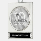 Elegant 10th Tin Wedding Jubileum Celebration Verzilverd Banner Ornament (Links)