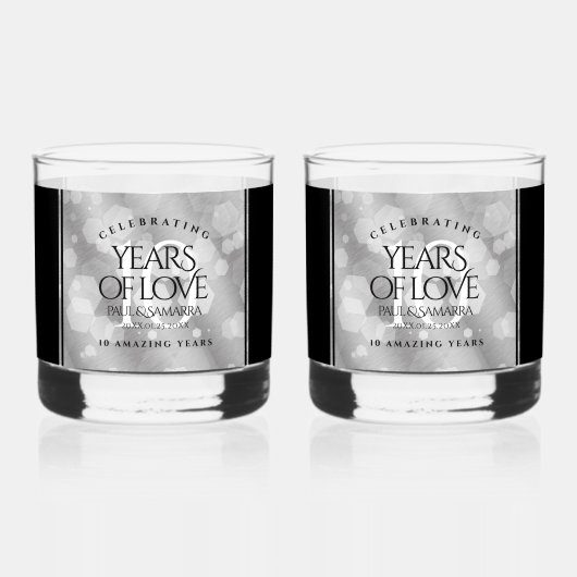 Elegant 10th Tin Wedding Jubileum Celebration Whisky Glas (Achterkant)