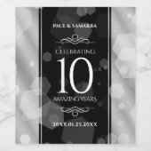 Elegant 10th Tin Wedding Jubileum Celebration Wijn Etiket (Enkel label)