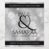 Elegant 10th Tin Wedding Jubileum Celebration Wijn Etiket (Enkel label)