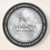 Elegant 10th Tin Wedding Jubileum Celebration Zandsteen Onderzetter (Voorkant)