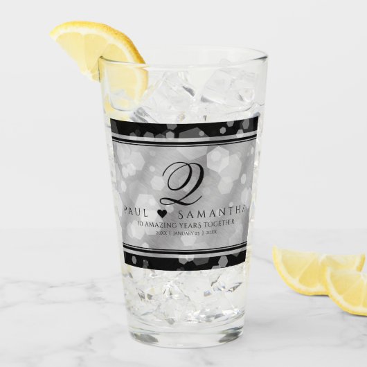 Elegant 10th Tin Wedding Jubileum Glas (Voorkant ijs)