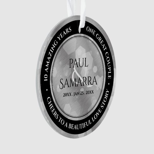 Elegant 10th Tin Wedding Jubileum Ornament (voorkant)
