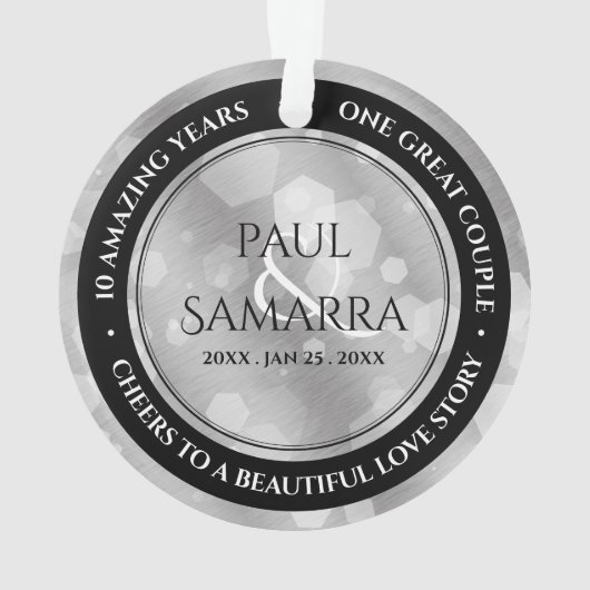Elegant 10th Tin Wedding Jubileum Ornament (achterkant)