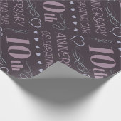 Elegant 10th Wedding Jubileum Lavender Cadeaupapier (Hoek)