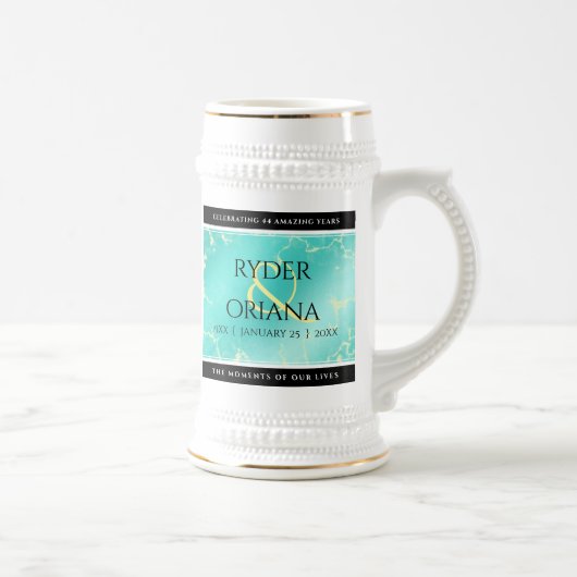 Elegant 11e 44e Turquoise Wedding Jubileum Bierpul (Rechts)