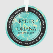 Elegant 11e 44e Turquoise Wedding Jubileum Ornament (achterkant)