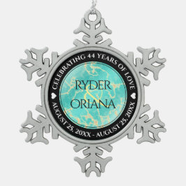 Elegant 11e 44e Turquoise Wedding Jubileum Tin Sneeuwvlok Ornament