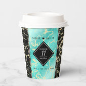 Elegant 11e turquoise huwelijksjubileum papieren bekers (Achterkant)