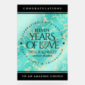 Elegant 11e Turquoise Wedding Jubileum Acryl Bord (Voorkant)