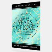 Elegant 11e Turquoise Wedding Jubileum Acryl Bord (Hoek)