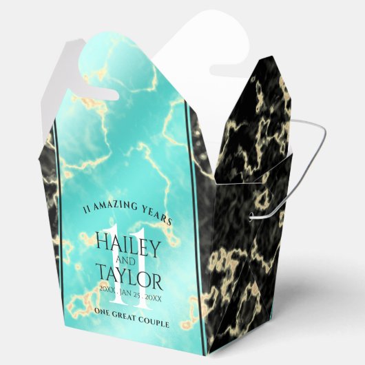 Elegant 11e Turquoise Wedding Jubileum Bedankdoosjes (Geopend)