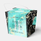 Elegant 11e Turquoise Wedding Jubileum Bedankdoosjes (Achterkant)