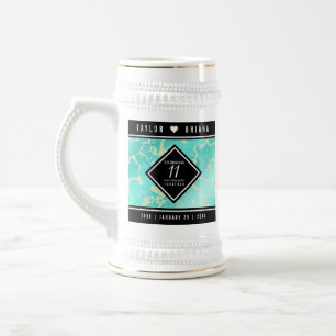 Elegant 11e Turquoise Wedding Jubileum Bierpul