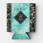 Elegant 11e Turquoise Wedding Jubileum Blikjeskoeler (Voorkant)