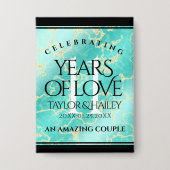 Elegant 11e Turquoise Wedding Jubileum Button (Voorkant)