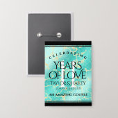 Elegant 11e Turquoise Wedding Jubileum Button (Voorkant / Achterkant)