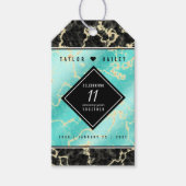 Elegant 11e Turquoise Wedding Jubileum Cadeaulabel (Voorkant)