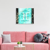 Elegant 11e Turquoise Wedding Jubileum Canvas Afdruk (Insitu (Woonkamer))