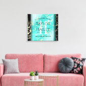Elegant 11e Turquoise Wedding Jubileum Canvas Afdruk (Insitu (Woonkamer))