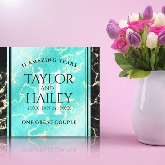 Elegant 11e Turquoise Wedding Jubileum Canvas Afdruk