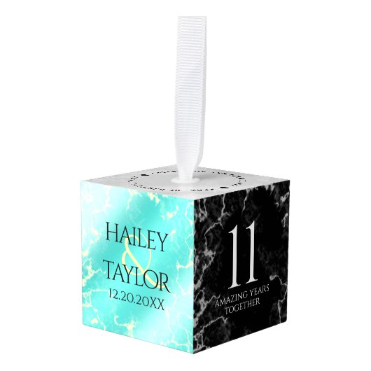 Elegant 11e Turquoise Wedding Jubileum Decoratie (Voorkant hoekig)