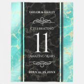 Elegant 11e Turquoise Wedding Jubileum Fleece Deken (Voorkant)