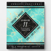 Elegant 11e Turquoise Wedding Jubileum Fotoplaat (Voorkant)