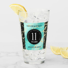 Elegant 11e Turquoise Wedding Jubileum Glas