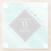 Elegant 11e Turquoise Wedding Jubileum Glazen Onderzetter (Achterkant)