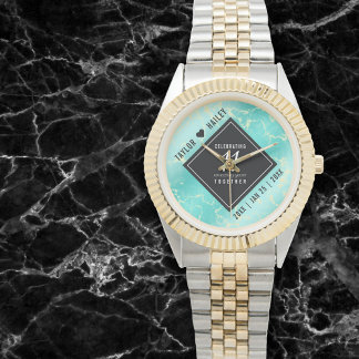 Elegant 11e Turquoise Wedding Jubileum Horloge