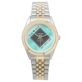 Elegant 11e Turquoise Wedding Jubileum Horloge (Voorkant)