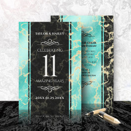 Elegant 11e Turquoise Wedding Jubileum Kaart