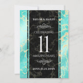 Elegant 11e Turquoise Wedding Jubileum Kaart (Voorkant)