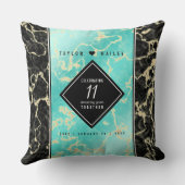 Elegant 11e Turquoise Wedding Jubileum Kussen (Achterkant)