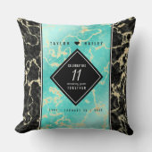 Elegant 11e Turquoise Wedding Jubileum Kussen (Voorkant)