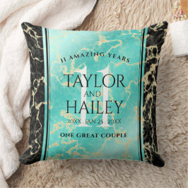 Elegant 11e Turquoise Wedding Jubileum Kussen