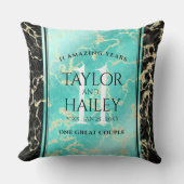 Elegant 11e Turquoise Wedding Jubileum Kussen (Voorkant)