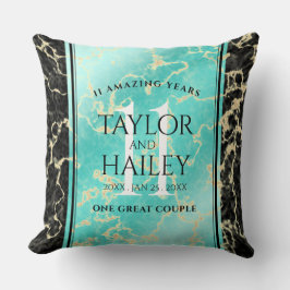 Elegant 11e Turquoise Wedding Jubileum Kussen