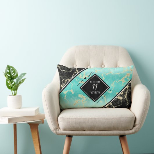 Elegant 11e Turquoise Wedding Jubileum Kussen (Stoel)