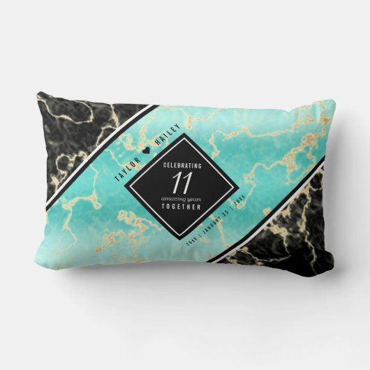 Elegant 11e Turquoise Wedding Jubileum Kussen (Achterkant)