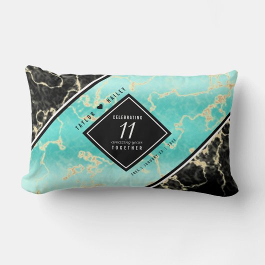 Elegant 11e Turquoise Wedding Jubileum Kussen (Voorkant)