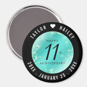 Elegant 11e Turquoise Wedding Jubileum Magneet (Voorkant / Achterkant)
