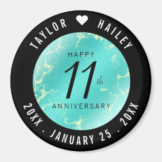 Elegant 11e Turquoise Wedding Jubileum Magneet