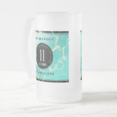 Elegant 11e Turquoise Wedding Jubileum Matglas Bierpul (Voorkant links)