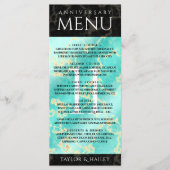Elegant 11e Turquoise Wedding Jubileum Menu (Voorkant)