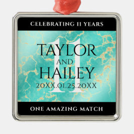 Elegant 11e Turquoise Wedding Jubileum Metalen Ornament