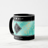 Elegant 11e Turquoise Wedding Jubileum Mok (Voorkant links)